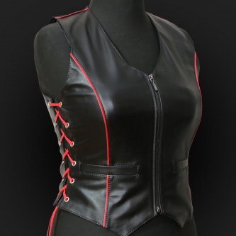 Leather Vest M05 red 