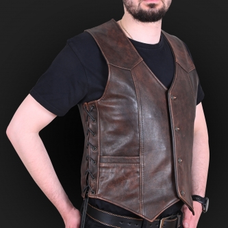 Leather vest m01 brown