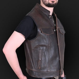 Leather vest M18 brown 