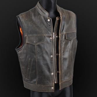 Leather vest m18 olive